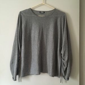 DRYKORN Ruched Tie Sleeve Grey Viscose Knit NONIE Top L
